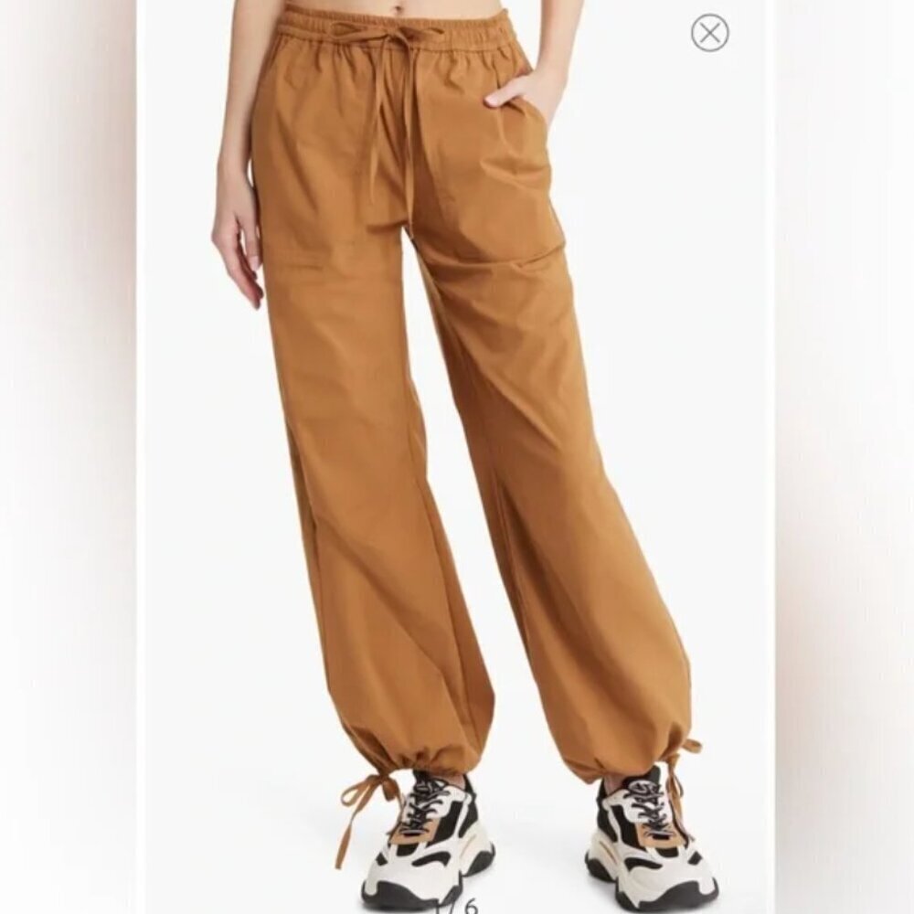 Open Edit Khaki/Tan Tie Hem Joggers Size XXS
